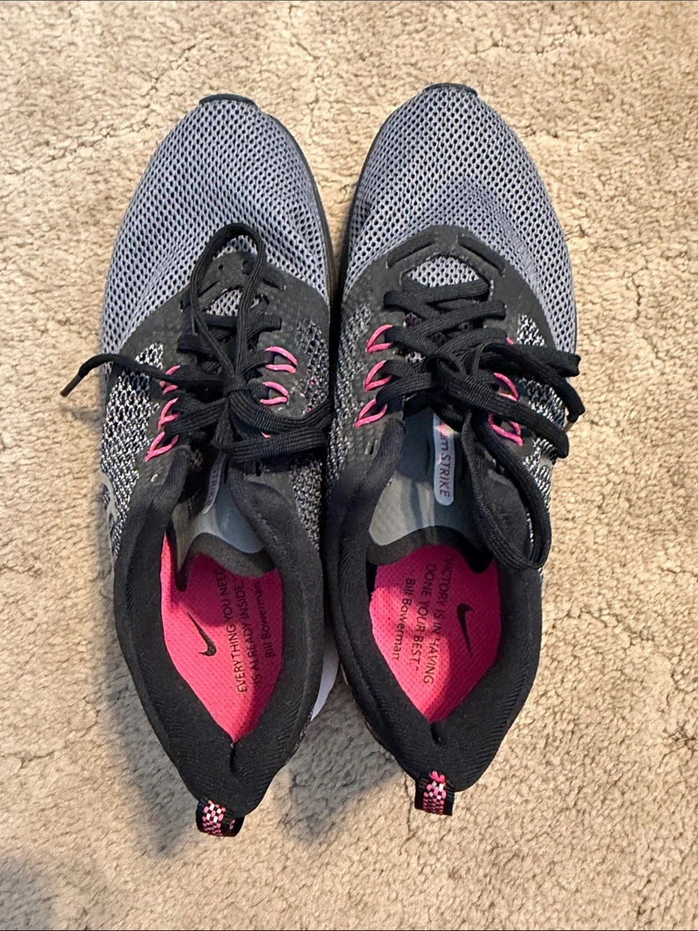 Nike Women's Gray and Pink Mesh Athletic Running Shoes